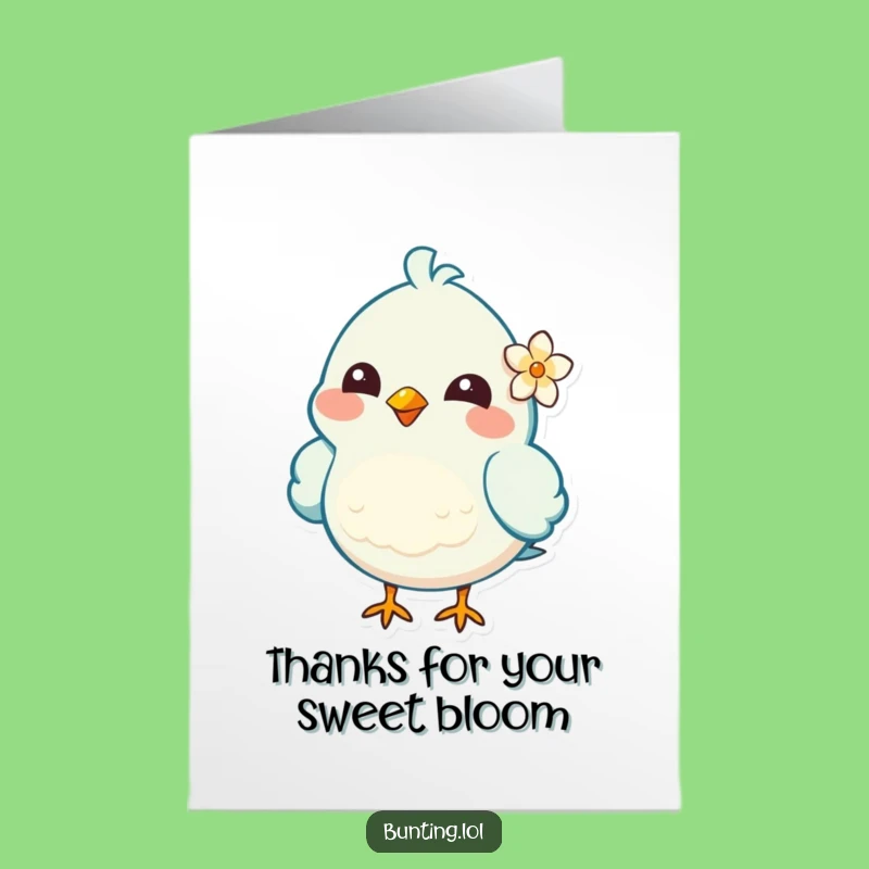 Free Printable Thank You Card: Cheerful Bird Thanks, Downloadable Art for Floral Appreciation