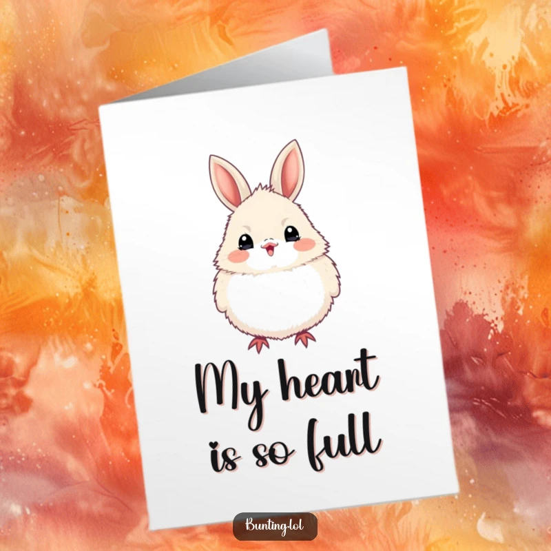 Funny free printable thank you card of a bunting bird puffed up in fluffy excitement, ideal for a unique DIY gift.