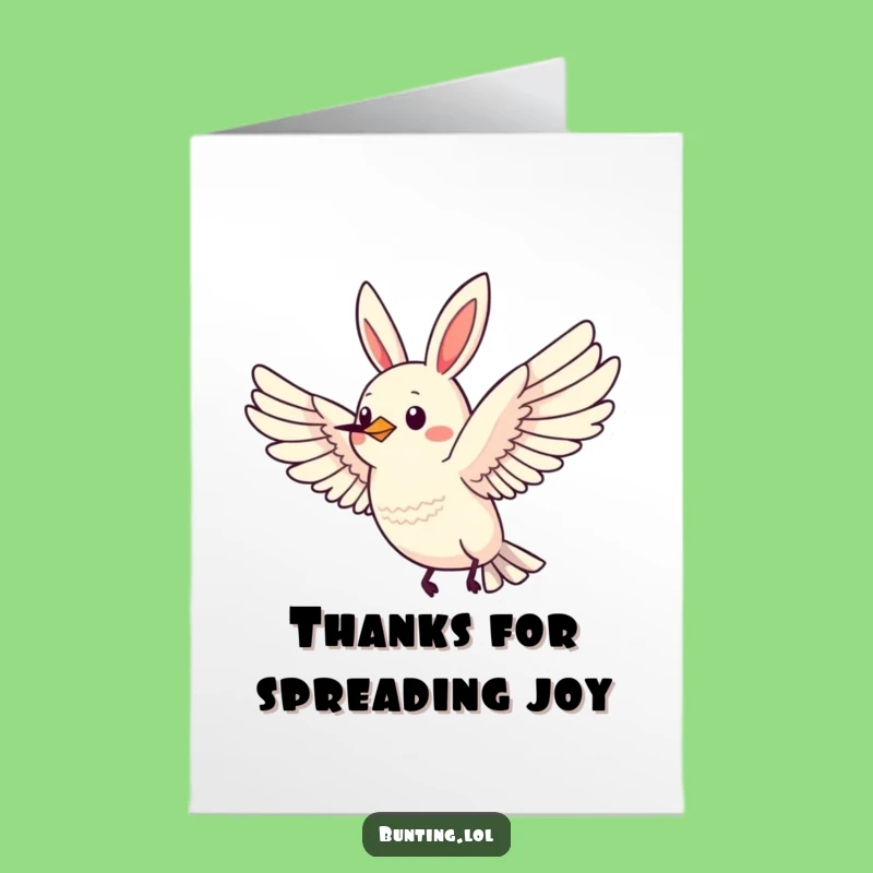 Free Printable Thank You Card: Flying Bunting, Funny Downloadable Gift for Grateful Flights!