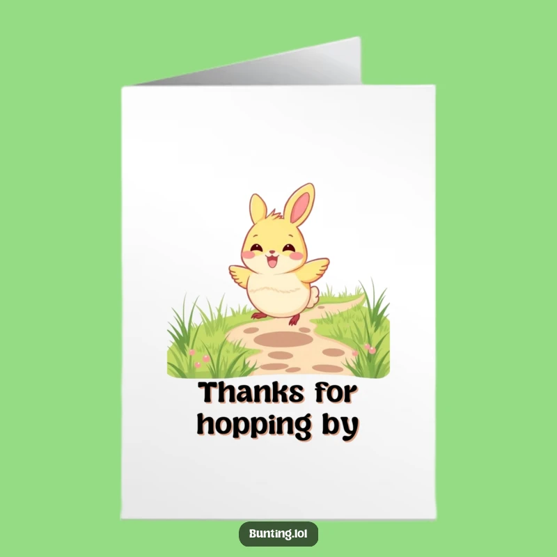Free Printable Thank You Card: Hopping Bunting Bird, Funny Downloadable Note for a Cheerful Thanks
