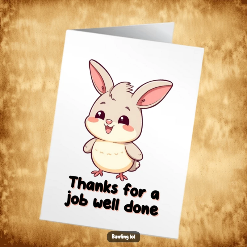 Funny Free Printable Thank You Card: Bunting character doing a proud head bob, a stylish way to say thank you.