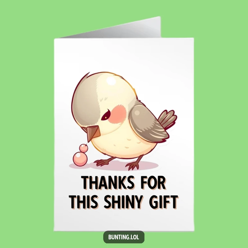 Free Printable Thank You Card: Shiny Bead Bird Gratitude, Funny Downloadable Gift