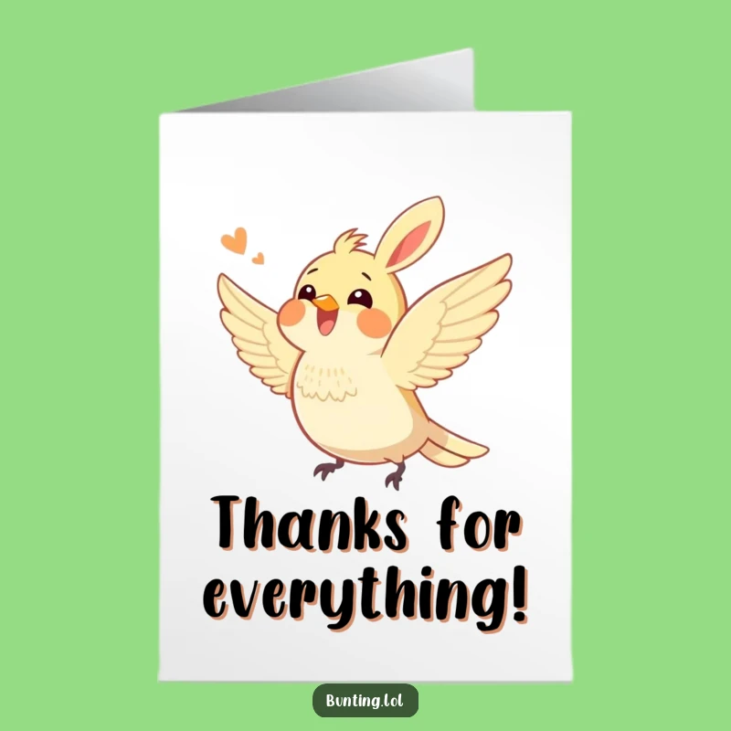 Free Printable Thank You Card: Bunting Flutters Thanks - Downloadable & Print at Home