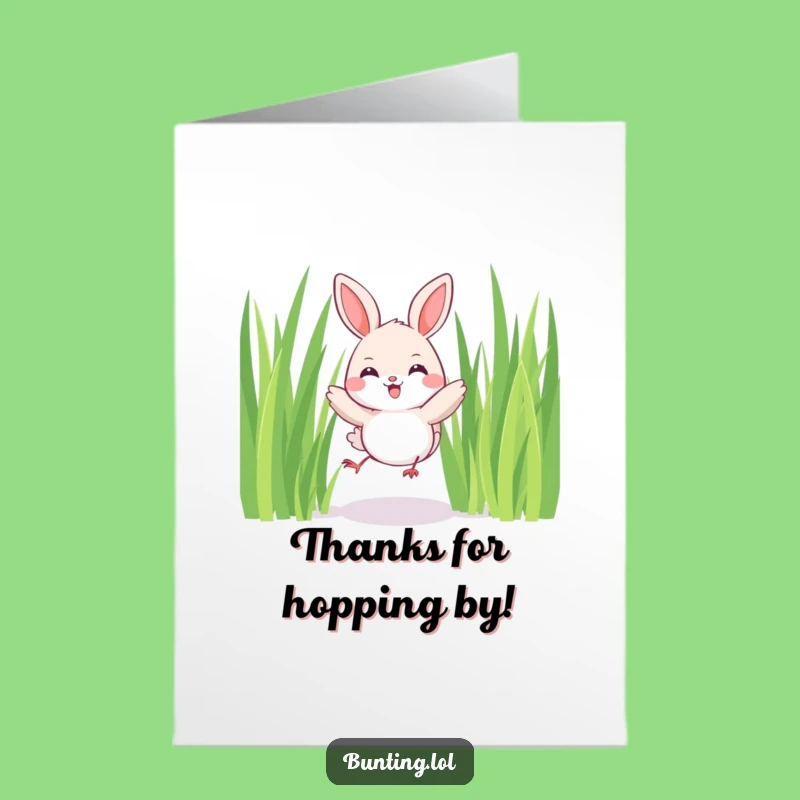 Free Printable Bunting Hop Thank You Card: Funny Downloadable Gift for Sweet Gratitude