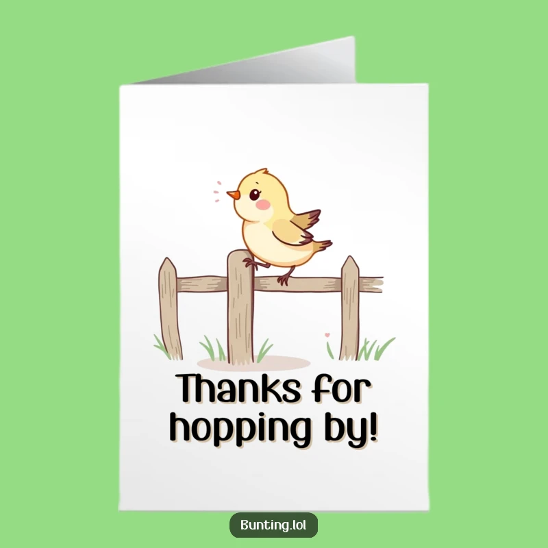 Free Printable Thank You Card: Funny Bird Hopping Fence Post - DIY Gift