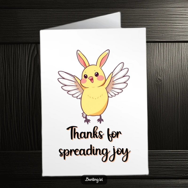 Funny Free Printable Thank You Card: Bunting performs a graceful wing stretch. Elegant, downloadable thanks.