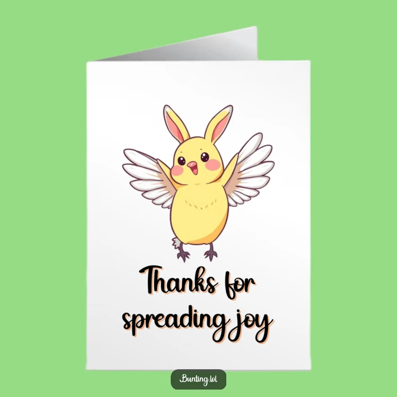 Free Printable Thank You Card: Bunting's Graceful Stretch to Show Appreciation