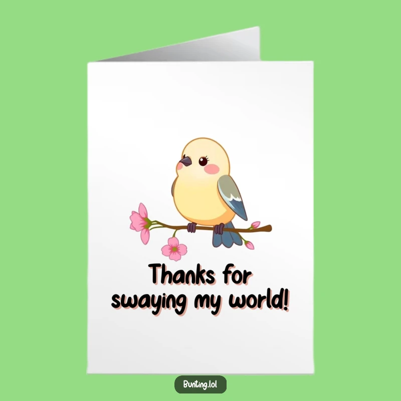 Free Printable Thank You Card: Swaying Bunting Bird - Gentle Thanks