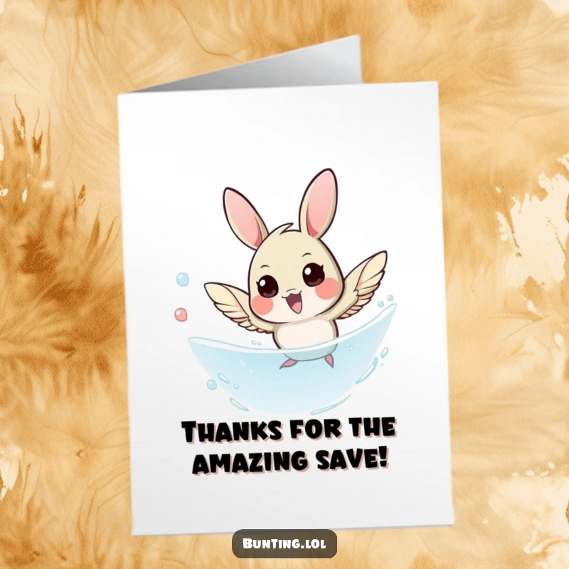 Funny Free Printable Thank You Card depicting a bunting bird in a dynamic, agile dive, perfect for a humorous gesture.