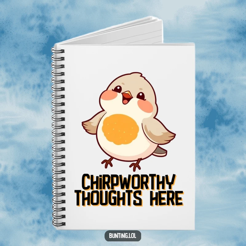 Funny notebook featuring a small bird with a bright orange chest, joyfully chirping, inspiring creativity and humor on every page.