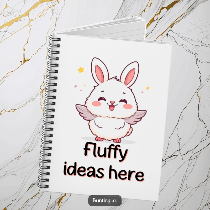 Funny bunting bird notebook with a bunting puffed up with fluffy excitement, perfect for capturing enthusiastic thoughts.