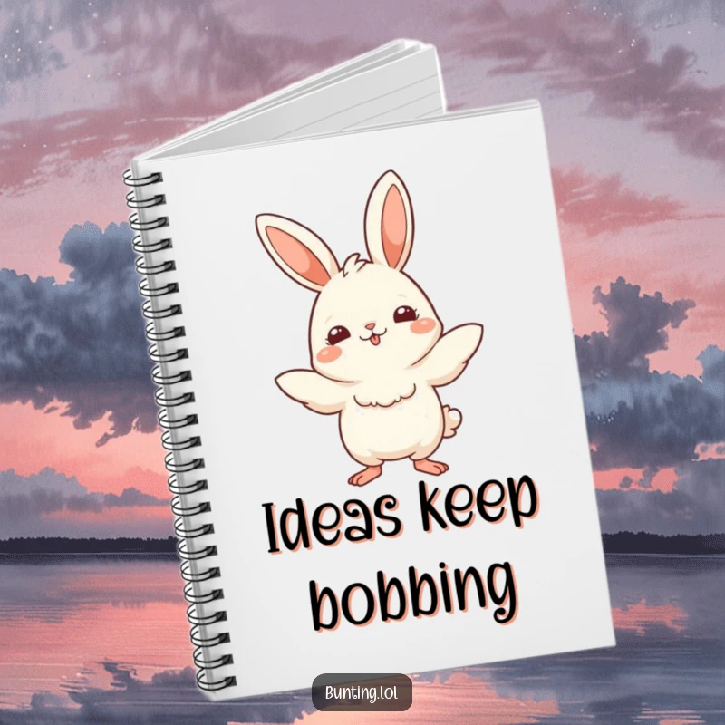 Funny Notebook with a cute bunting bird doing a playful bobbing motion, perfect for journaling or sketching fun ideas.