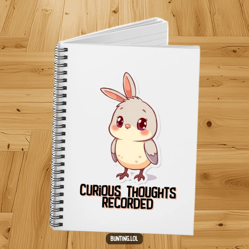 Funny Notebook with a cute bunting bird looking curious with its head cocked to the side, perfect for journaling.