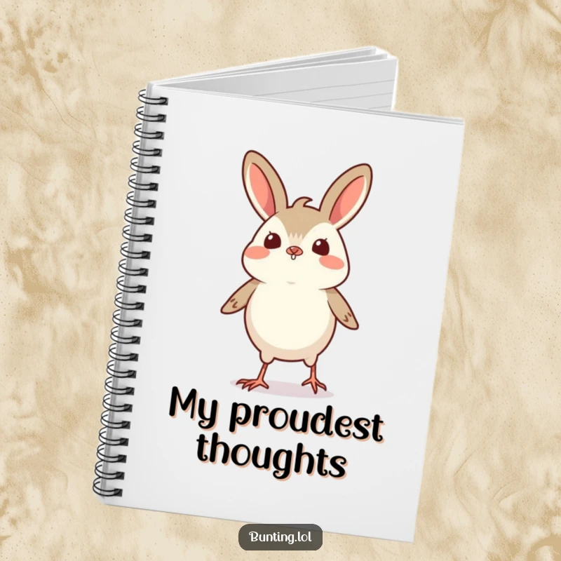 Funny Bunting Notebook featuring a small bird doing a tiny, proud strut, perfect for capturing confident ideas and plans.