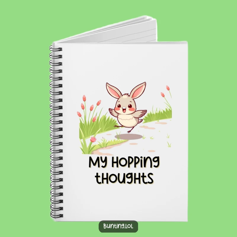Funny Bunting Bird Hopping Notebook, Lined Pages for Cheerful Notes