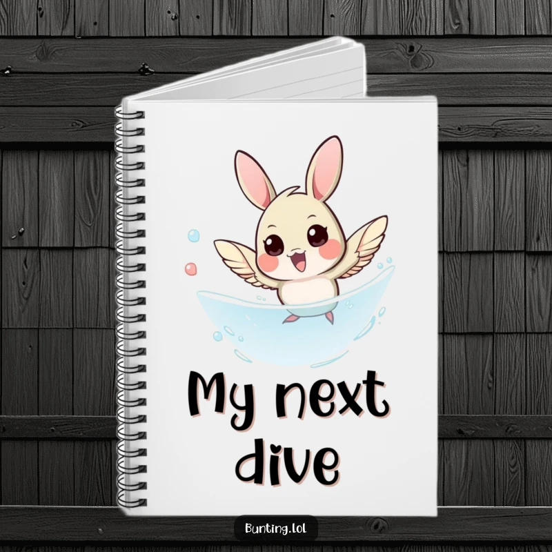 Funny Bunting Notebook featuring a bird in a swift, agile dive, perfect for capturing inspired thoughts and doodles.