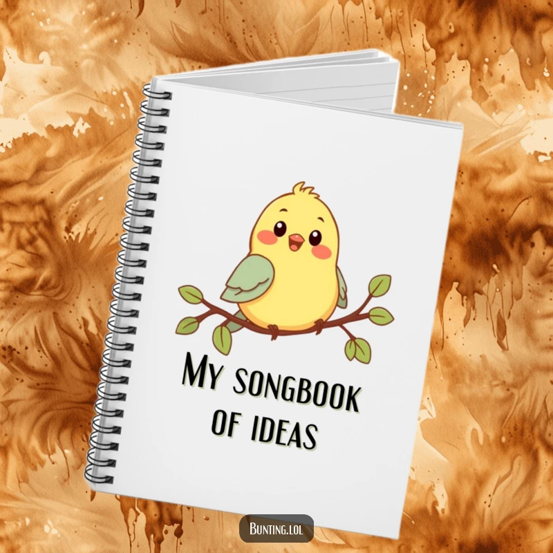 Funny Chirping Bunting Notebook: Cute bunting bird cheerfully singing on a branch, perfect for writing funny notes.