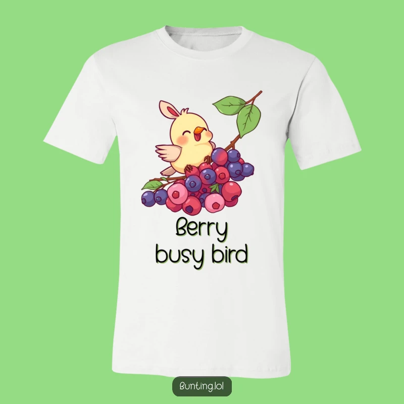 Funny Bunting Bird Berry Pecking T-Shirt - Hilarious Avian Snack Gift