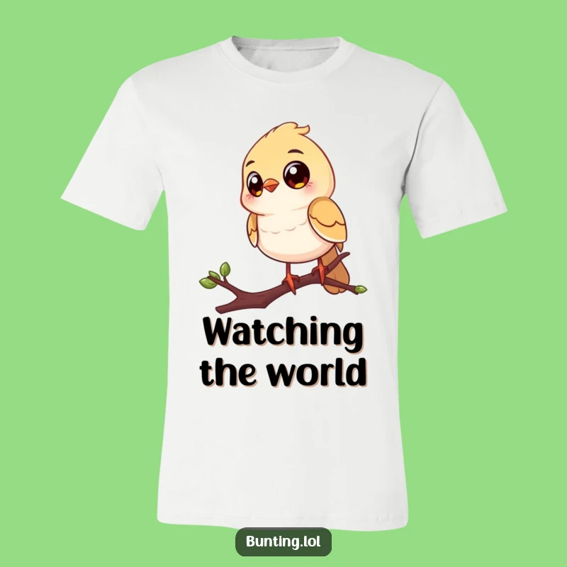 Funny Big Eyes Bird T-Shirt: Cheerful Perched Songbird Tee, Humorous Gift