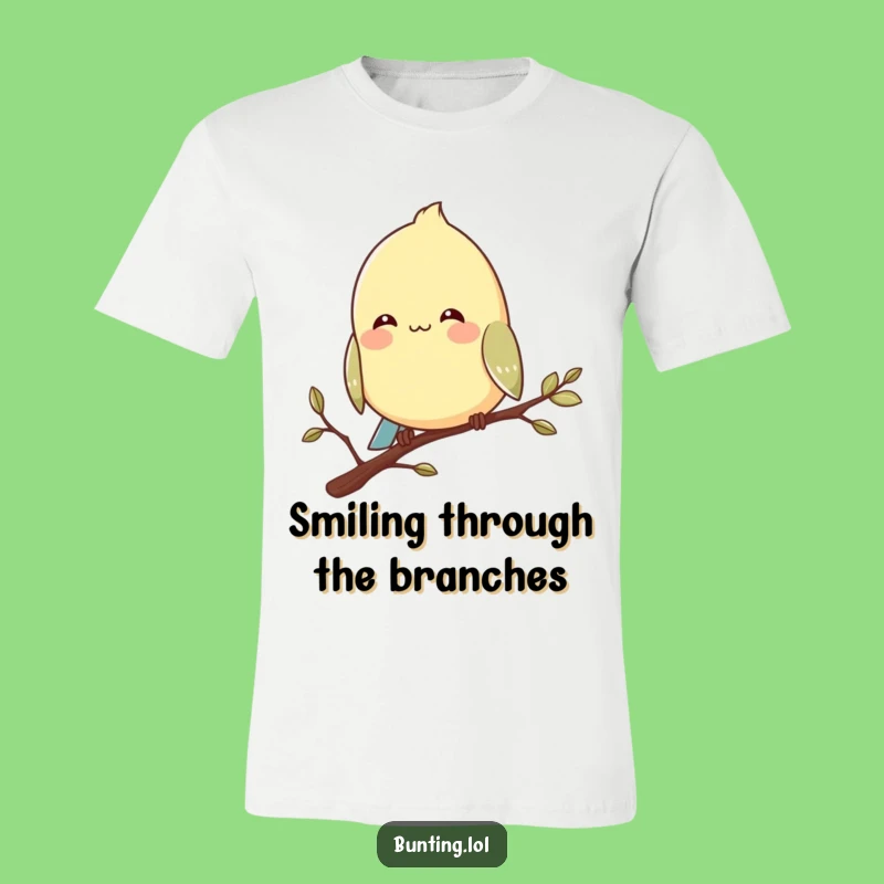 Funny Bunting Bird T-Shirt: Contented Branch Dweller - Relaxed Funny Gift Tee