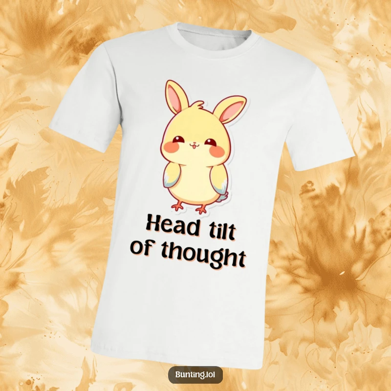 Funny Tilting Bunting T-Shirt: A cute bunting bird is playfully tilting its head, looking funny and thoughtful.