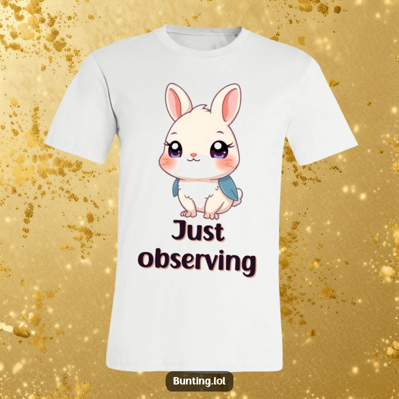 Funny Bunting T-Shirt showing a bird with bright, curious eyes observing its surroundings, ideal for nature lovers and humor enthusiasts.