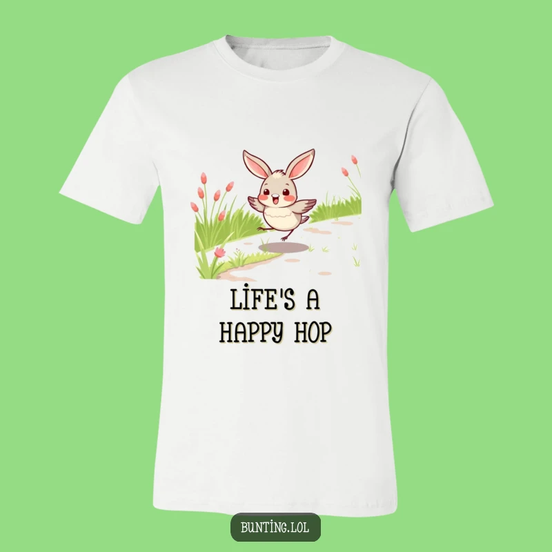 Funny Bunting Bird Hopping T-Shirt, Lively Avian Design for Casual Fun