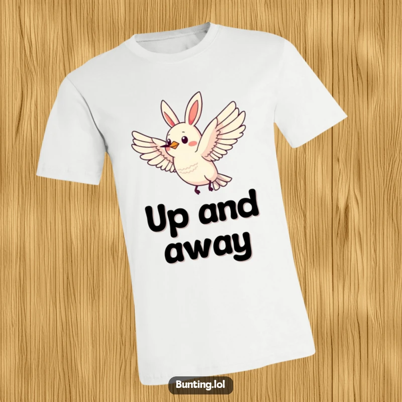 Funny Bunting T-Shirt depicting a bird in full flight with wings spread wide, ideal for casual, inspiring wear.