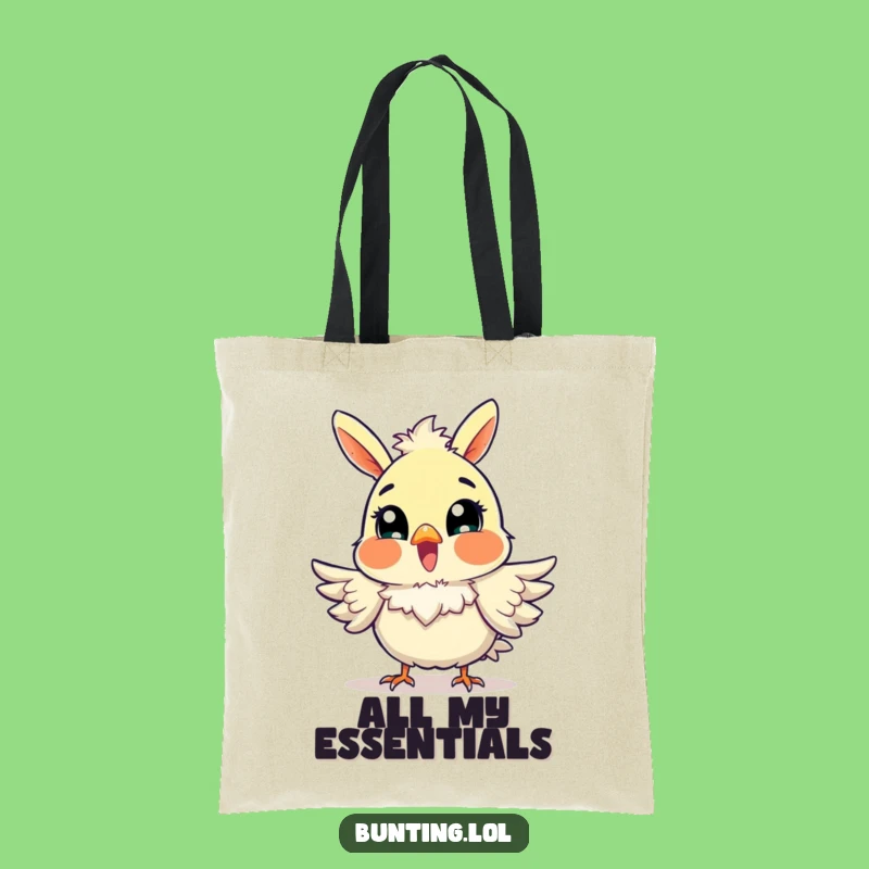 Funny Excited Bunting Tote Bag: Carry Joy with Fluffy Feathers - The Perfect Funny Gift!