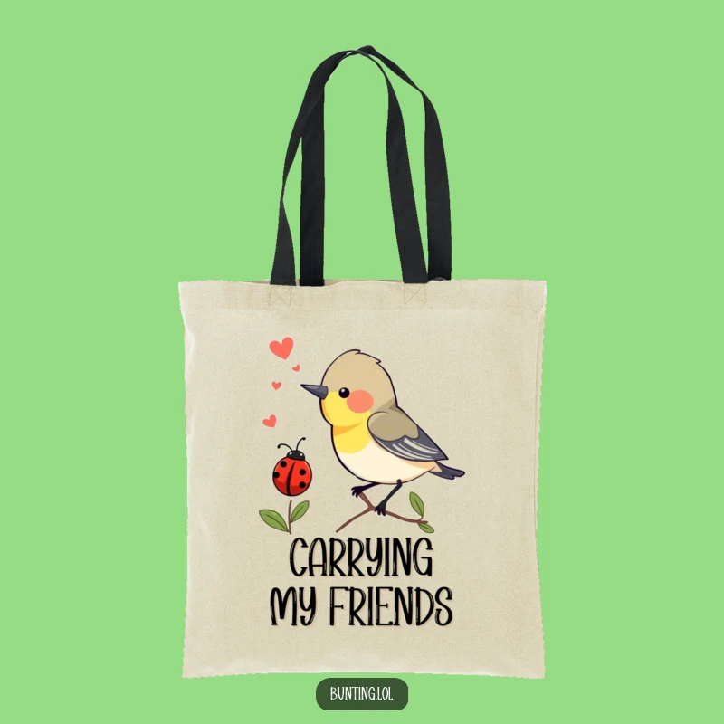 Funny Bunting Bird Tote Bag: Ladybug Greeting, Carry Your Fun!