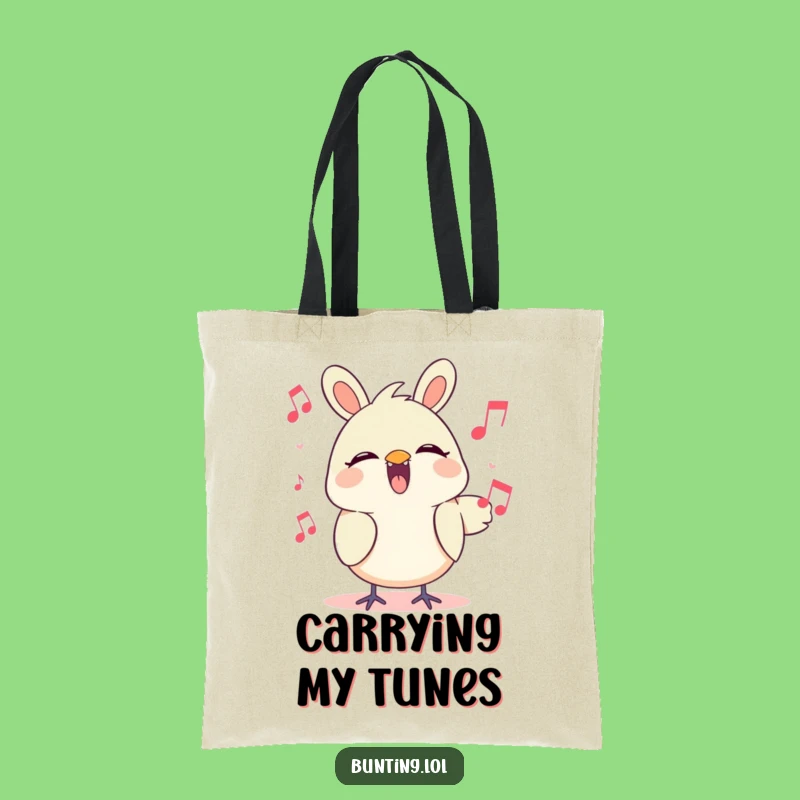 Funny Singing Bunting Tote Bag: Carry Melody and Cheer with this Cute Character