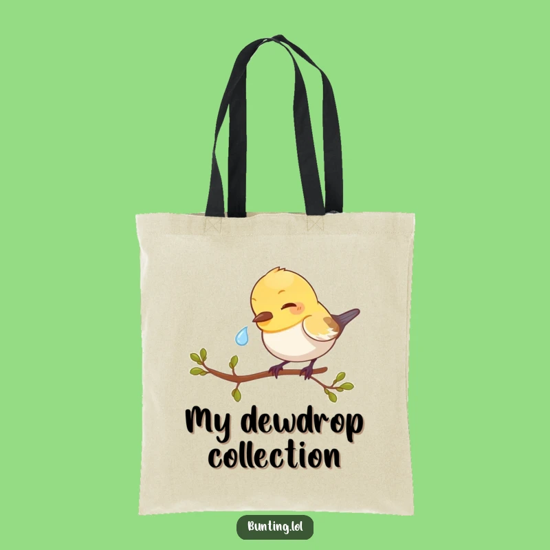 Funny Bunting Bird Tote Bag - Dewdrop Peck Print, Ideal Cute Gift
