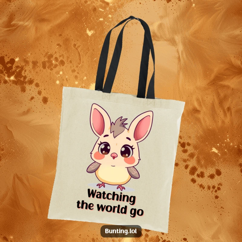 Funny Curious Bunting Tote Bag: A wide-eyed bunting bird curiously surveying its surroundings, perfect for humorous errands.