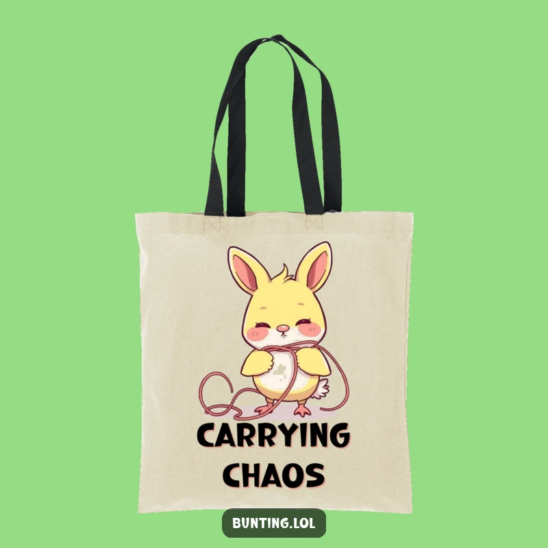 Funny Tangled Bunting Yarn Tote Bag: Carry Your Comedy!